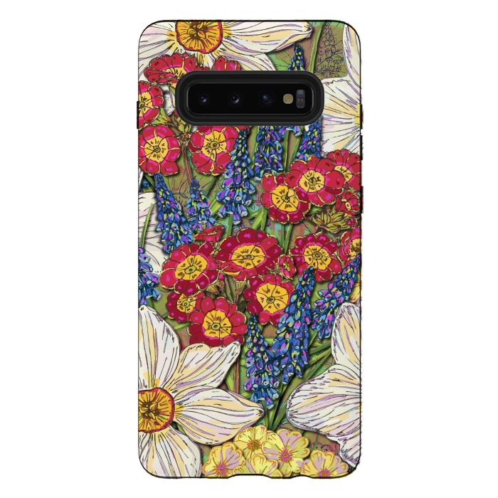 Galaxy S10 plus StrongFit Spring Flowers by Lotti Brown