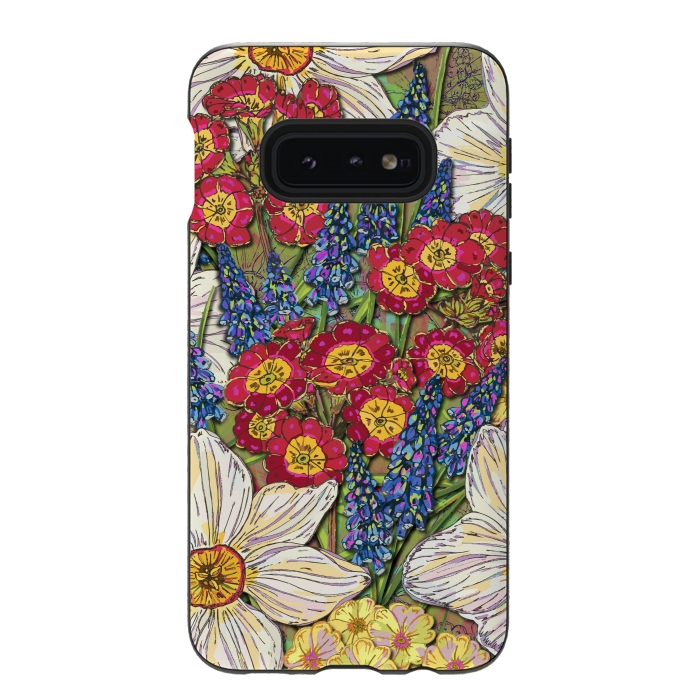Galaxy S10e StrongFit Spring Flowers by Lotti Brown