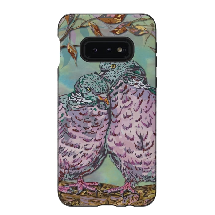 Galaxy S10e StrongFit Loving Ring Doves by Lotti Brown
