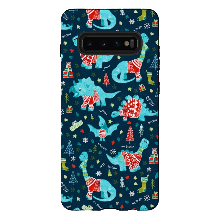 Galaxy S10 plus StrongFit Dinosaurs in Sweaters by gingerlique