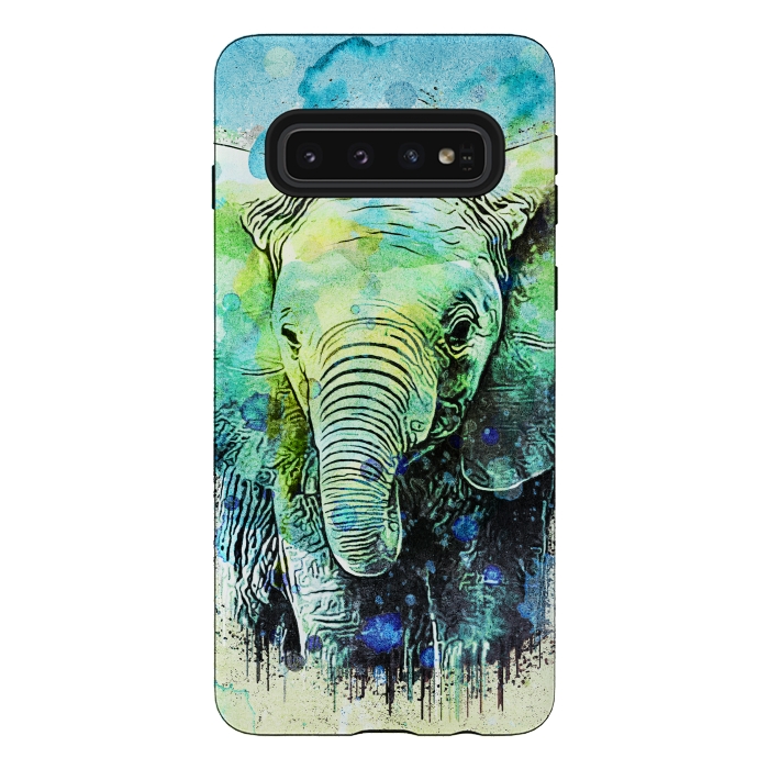 Galaxy S10 StrongFit watercolor elephant by Ancello