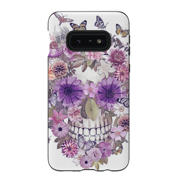Galaxy S10e StrongFit flower skull by Ancello