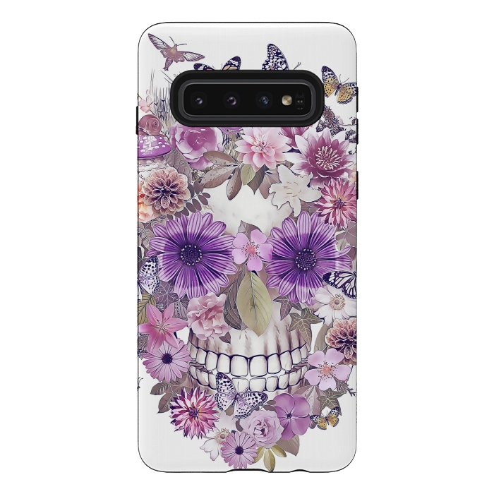 Galaxy S10 StrongFit flower skull by Ancello