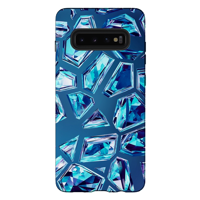 Galaxy S10 plus StrongFit Blue Shattered Crystals by Art Design Works