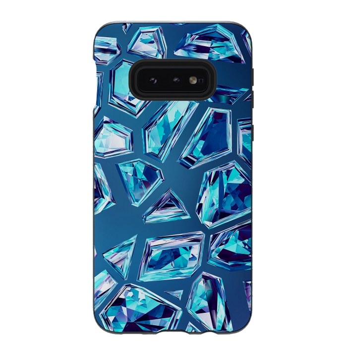 Galaxy S10e StrongFit Blue Shattered Crystals by Art Design Works