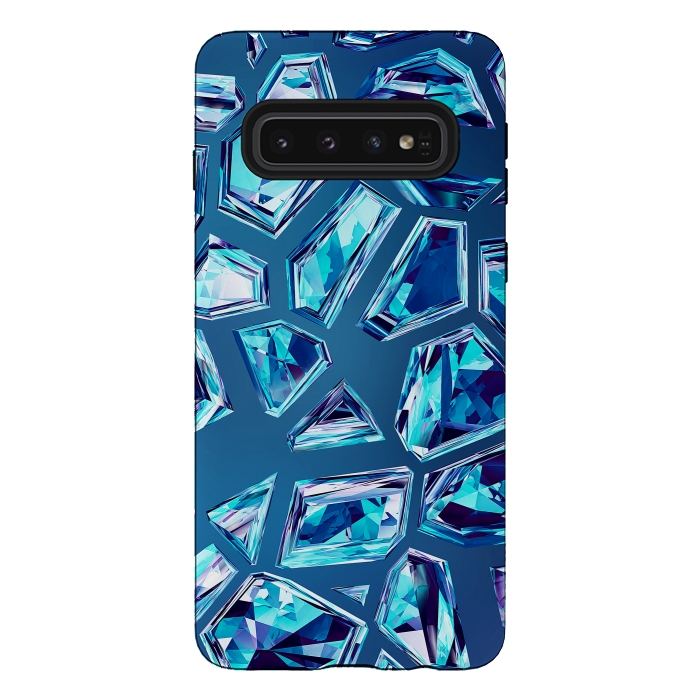 Galaxy S10 StrongFit Blue Shattered Crystals by Art Design Works
