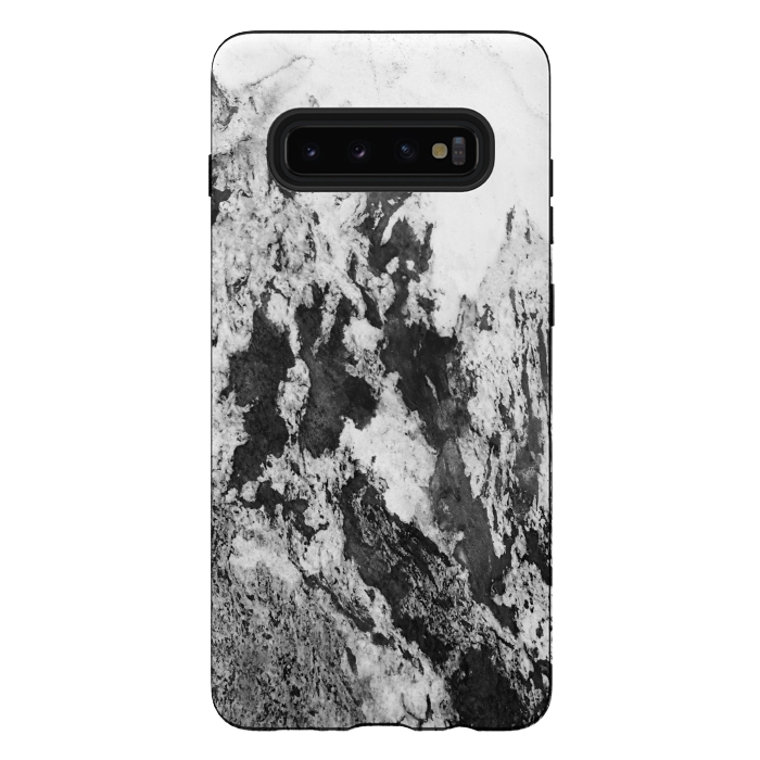 Galaxy S10 plus StrongFit Black and White Marble Mountain I by amini54