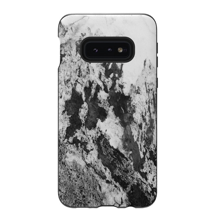Galaxy S10e StrongFit Black and White Marble Mountain I by amini54