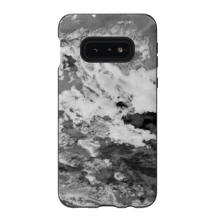 Galaxy S10e StrongFit Black and White Marble Mountain III by amini54