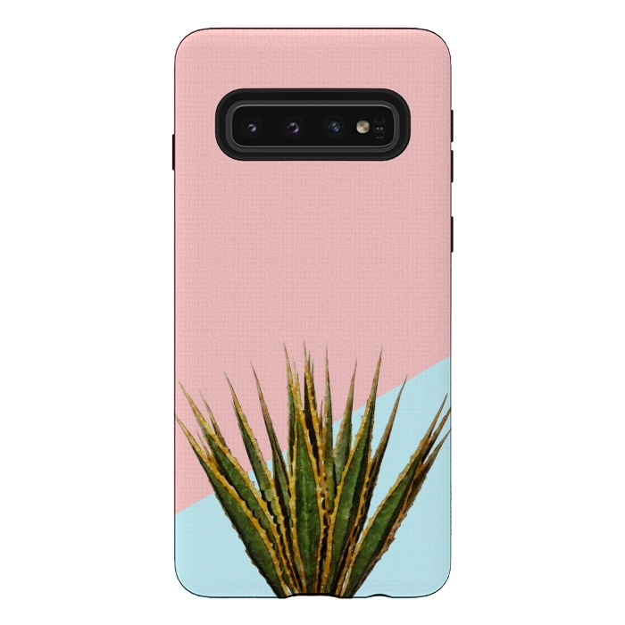 Galaxy S10 StrongFit  Agave Plant on Pink and Teal Wall by amini54