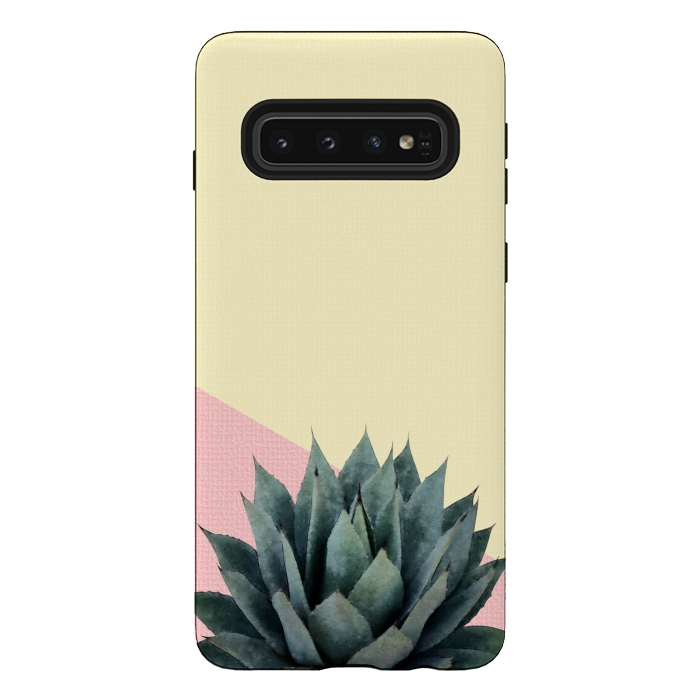 Galaxy S10 StrongFit  Agave Plant on Lemon and Pink Wall by amini54