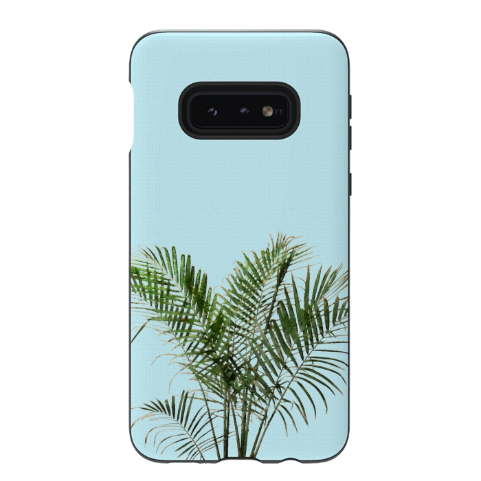 Galaxy S10e StrongFit  Palm Plant on Pastel Blue Wall by amini54