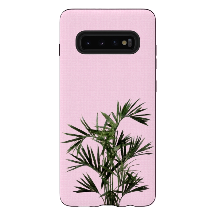 Galaxy S10 plus StrongFit Palm Plant on Pastel Pink Wall by amini54