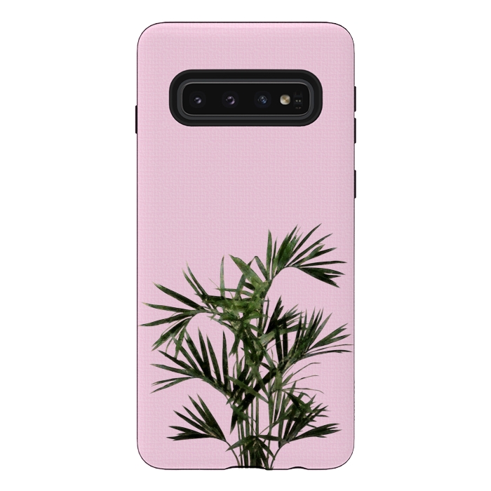 Galaxy S10 StrongFit Palm Plant on Pastel Pink Wall by amini54