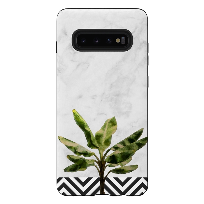Galaxy S10 plus StrongFit Banana Plant on White Marble and Checker Wall by amini54