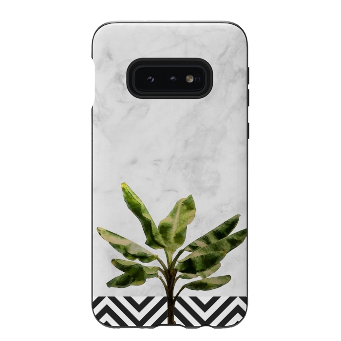 Galaxy S10e StrongFit Banana Plant on White Marble and Checker Wall by amini54