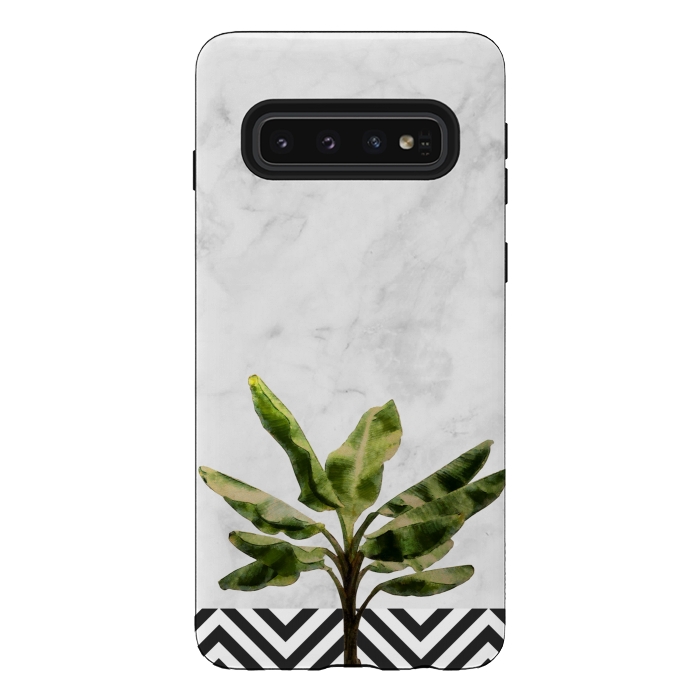Galaxy S10 StrongFit Banana Plant on White Marble and Checker Wall by amini54