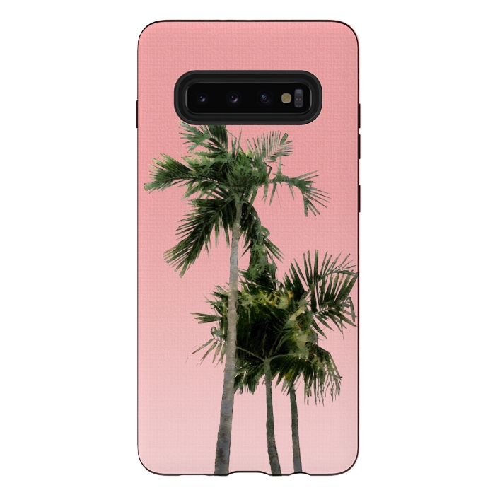 Galaxy S10 plus StrongFit Palm Trees on Pink by amini54