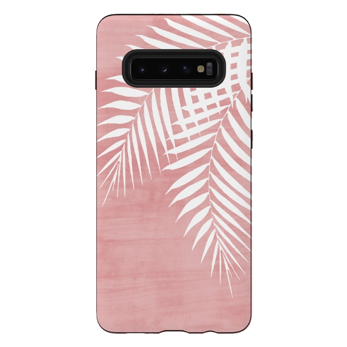 Galaxy S10 plus StrongFit  Palm Leaves on Pink by amini54