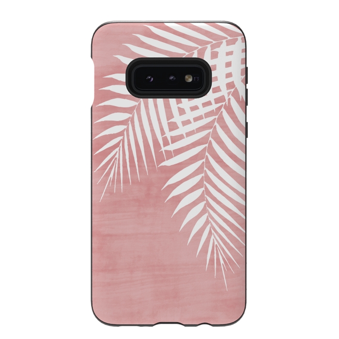 Galaxy S10e StrongFit  Palm Leaves on Pink by amini54
