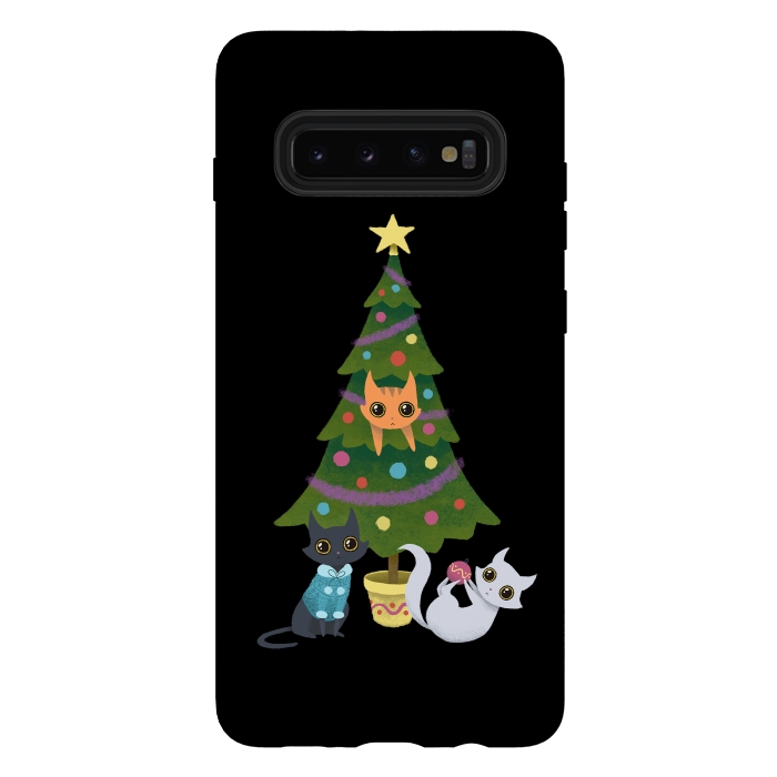 Galaxy S10 plus StrongFit Meowy christmas by Laura Nagel