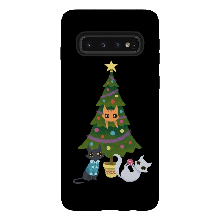 Galaxy S10 StrongFit Meowy christmas by Laura Nagel