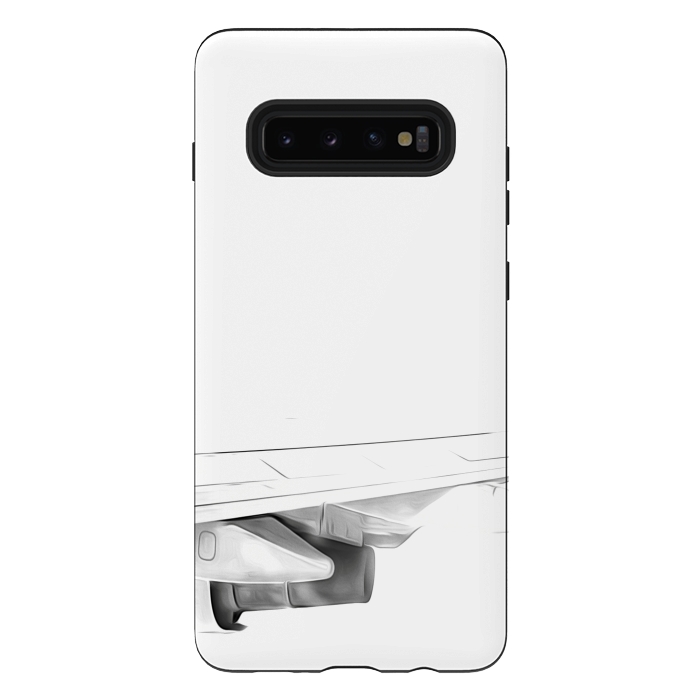 Galaxy S10 plus StrongFit Black and White Airplane by Alemi
