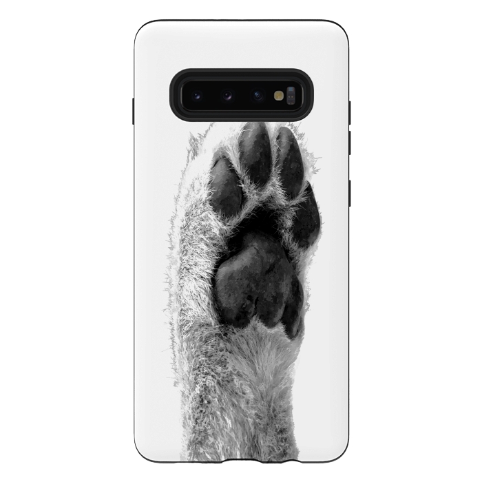 Galaxy S10 plus StrongFit Black and White Dog Paw by Alemi