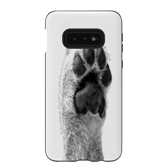 Galaxy S10e StrongFit Black and White Dog Paw by Alemi
