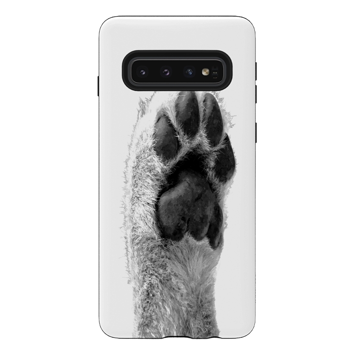 Galaxy S10 StrongFit Black and White Dog Paw by Alemi