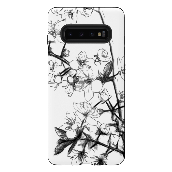 Galaxy S10 plus StrongFit Cherry Blossoms Minimal Drawing by Alemi