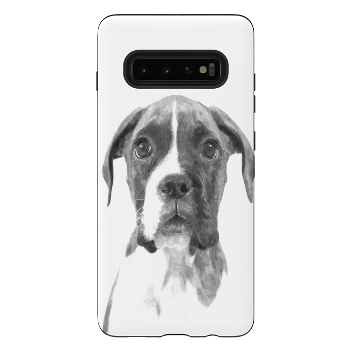 Galaxy S10 plus StrongFit Black and White Boxer Dog by Alemi