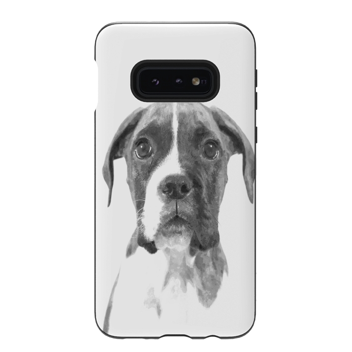 Galaxy S10e StrongFit Black and White Boxer Dog by Alemi