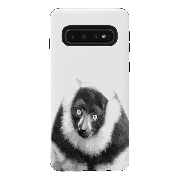 Galaxy S10 StrongFit Black and White Lemur by Alemi