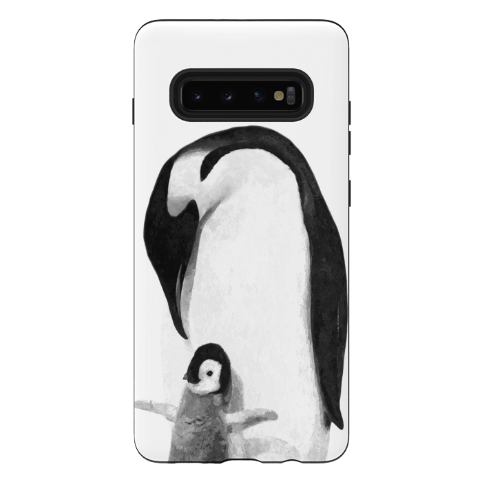 Galaxy S10 plus StrongFit Black and White Penguins by Alemi