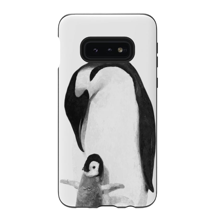 Galaxy S10e StrongFit Black and White Penguins by Alemi
