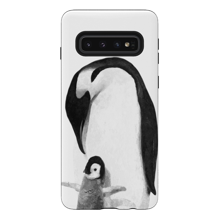 Galaxy S10 StrongFit Black and White Penguins by Alemi
