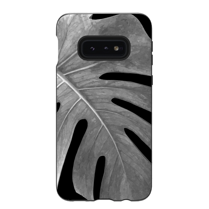 Galaxy S10e StrongFit Black and White Monstera Leaf by Alemi