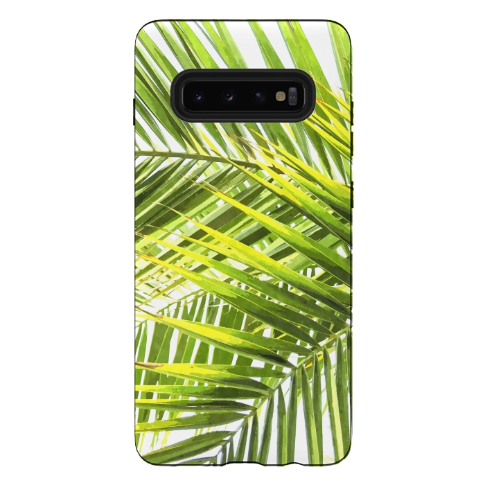 Galaxy S10 plus StrongFit Palm Leaves Tropical Plant by Alemi