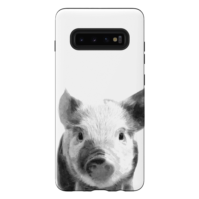 Galaxy S10 plus StrongFit Black and White Pig by Alemi
