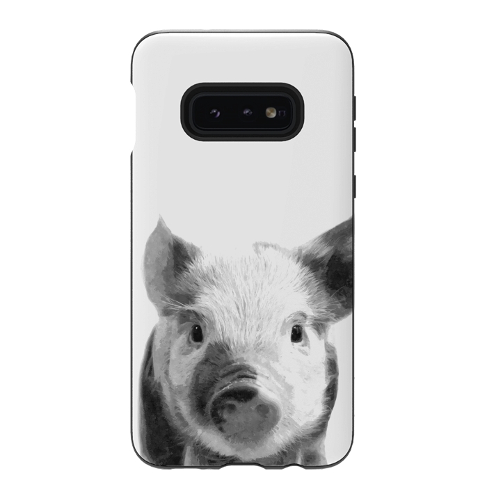Galaxy S10e StrongFit Black and White Pig by Alemi