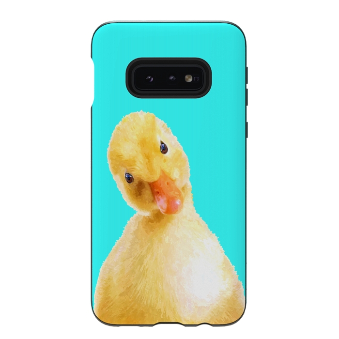 Galaxy S10e StrongFit Duckling Turquoise Background by Alemi