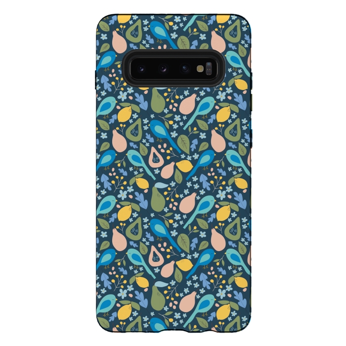 Galaxy S10 plus StrongFit Orchard Birds by Edith May