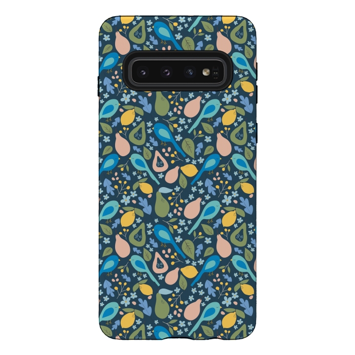 Galaxy S10 StrongFit Orchard Birds by Edith May
