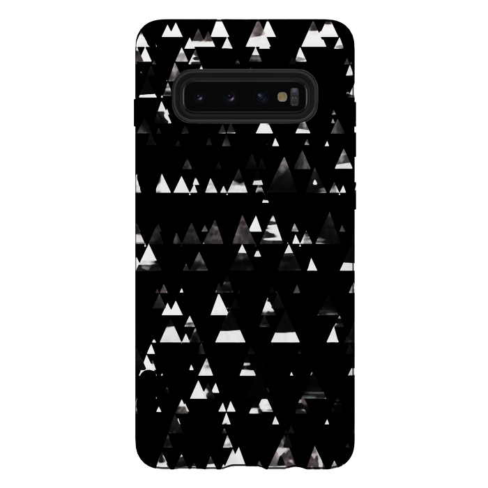 Galaxy S10 plus StrongFit Black and white triangles pine forest by Oana 