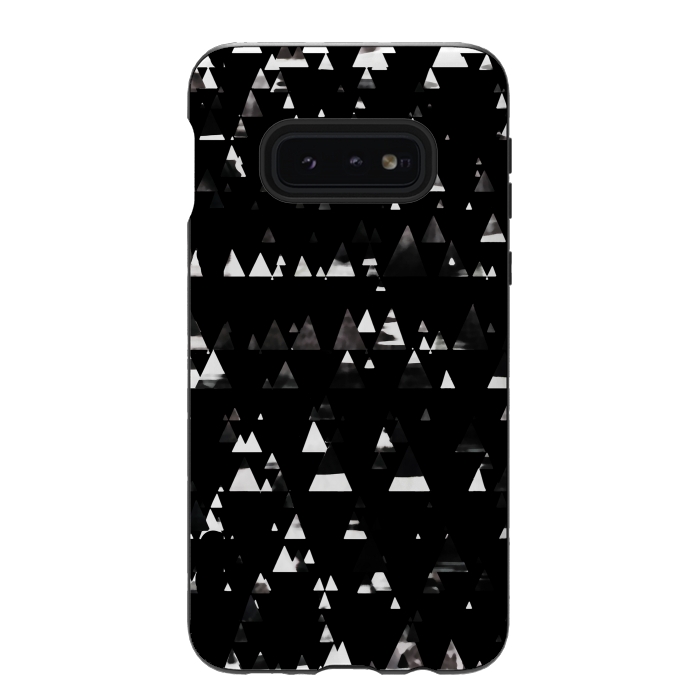 Galaxy S10e StrongFit Black and white triangles pine forest by Oana 