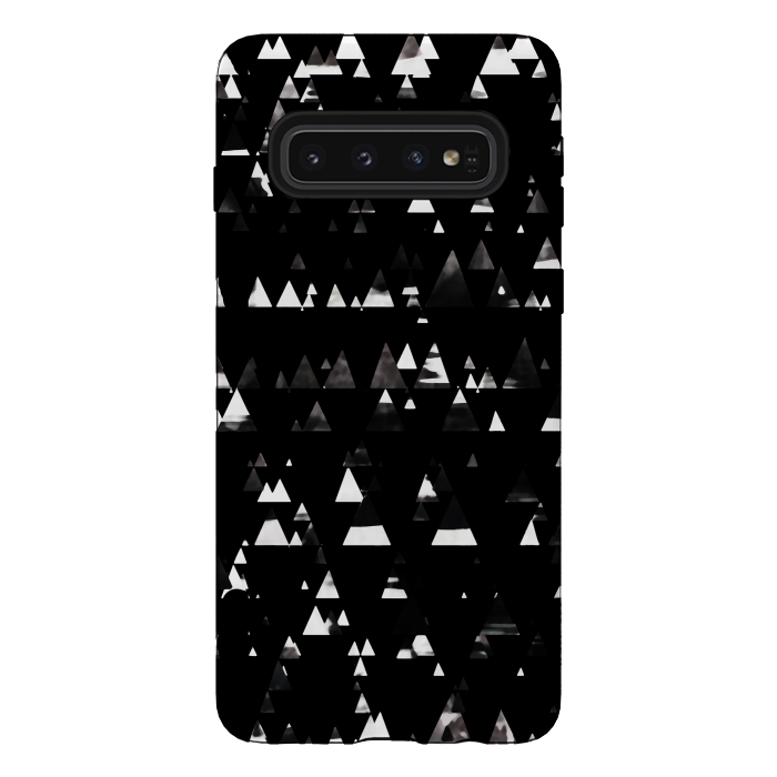 Galaxy S10 StrongFit Black and white triangles pine forest by Oana 
