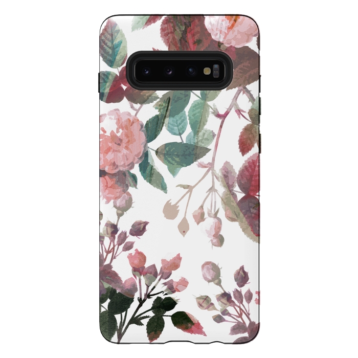 Galaxy S10 plus StrongFit Watercolor painted roses - autumnal colors by Oana 