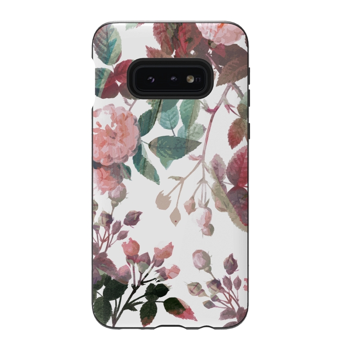 Galaxy S10e StrongFit Watercolor painted roses - autumnal colors by Oana 