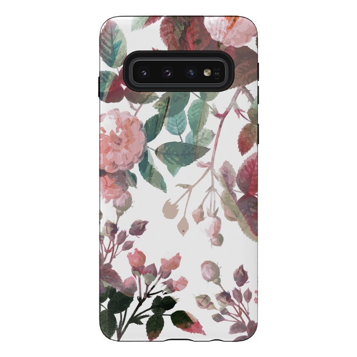 Galaxy S10 StrongFit Watercolor painted roses - autumnal colors by Oana 